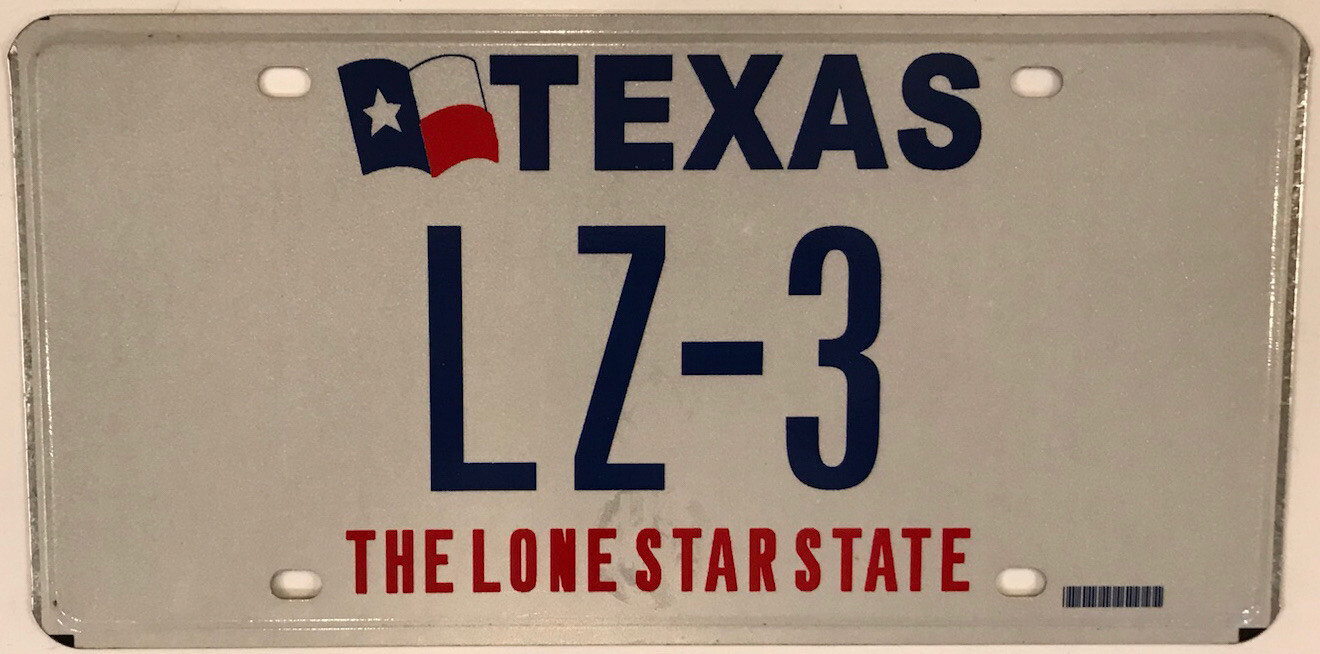 Vanity LZ LIZ 3 license plate Liza Lizy Elizabeth Landing Zone Led Zeppelin Lazy