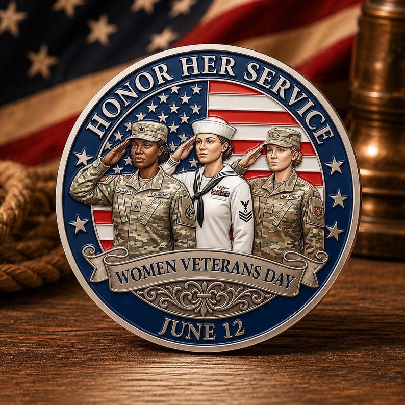 Women Veterans Challenge Coin, She Served Military Honor USA Gift Coin