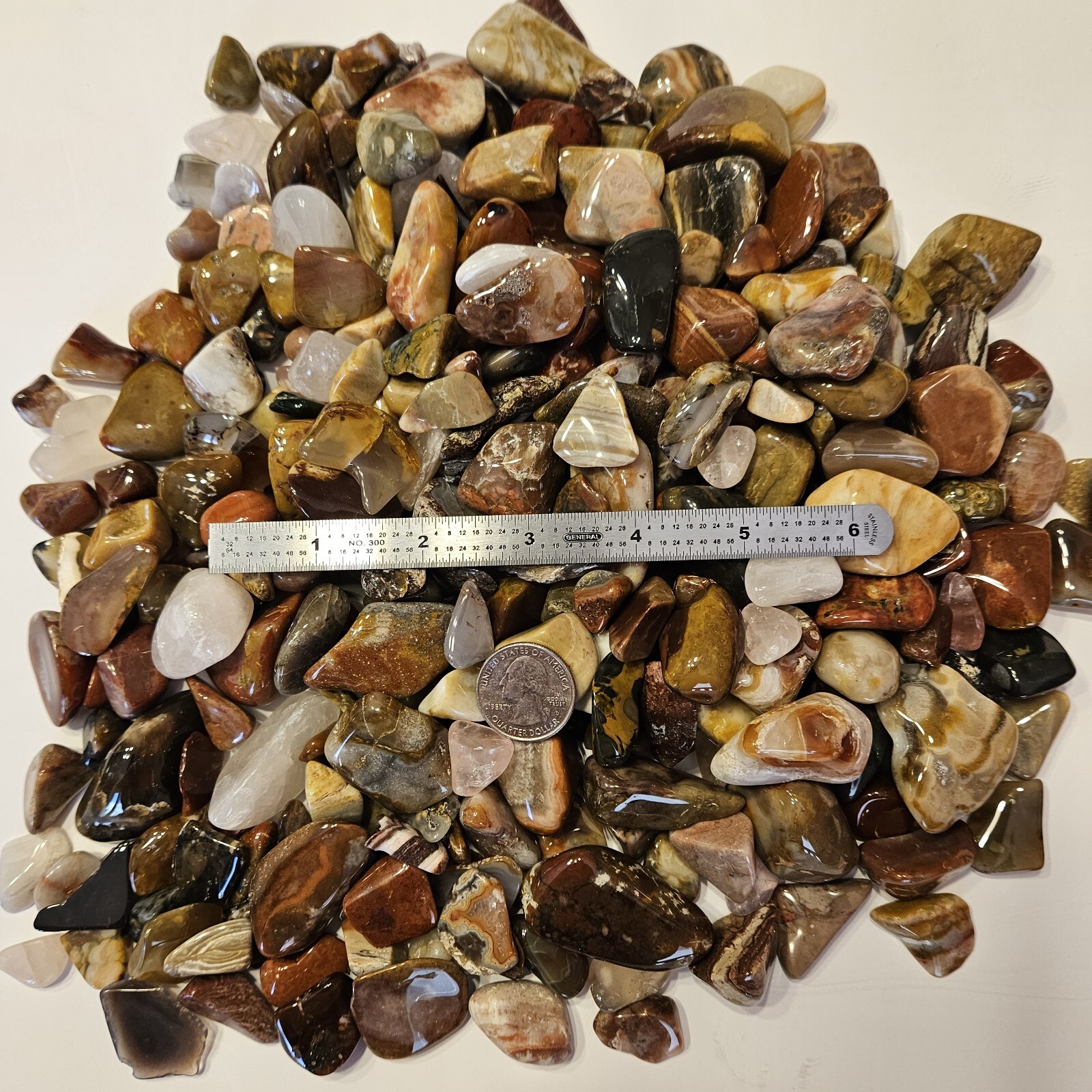 Tumble Polished Gemstones. High gloss. Medium size random pull. 1 lb. lot.#1244-