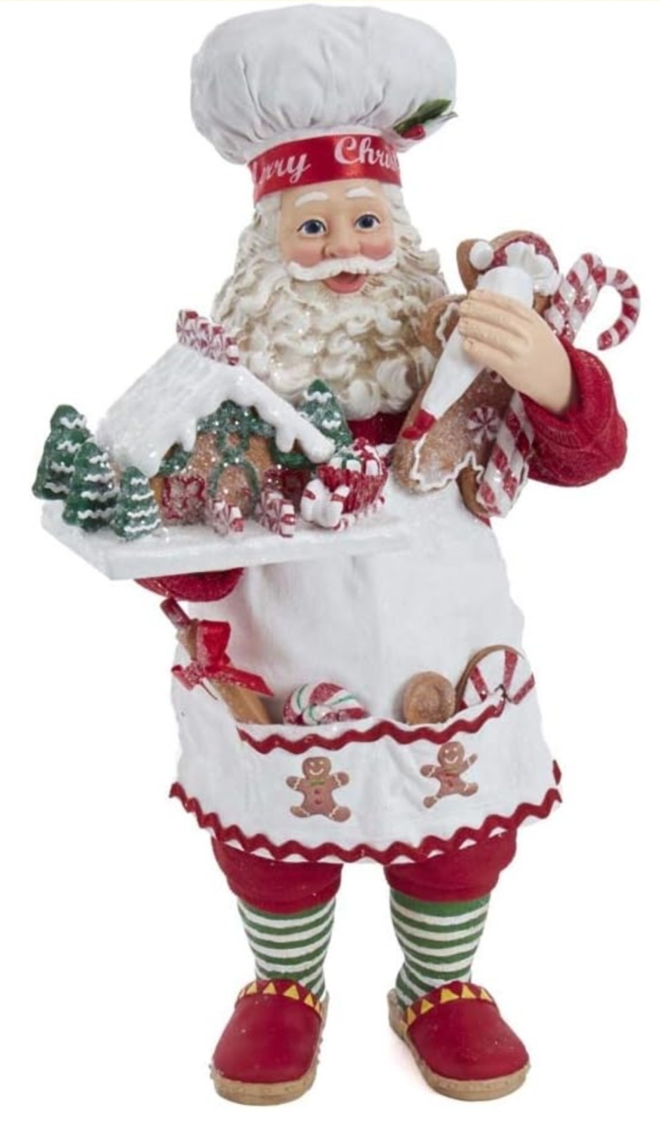 Kurt Adler Fabriche Gingerbread Chef Santa Figurine 10.5 Inch Multicolor FA0128