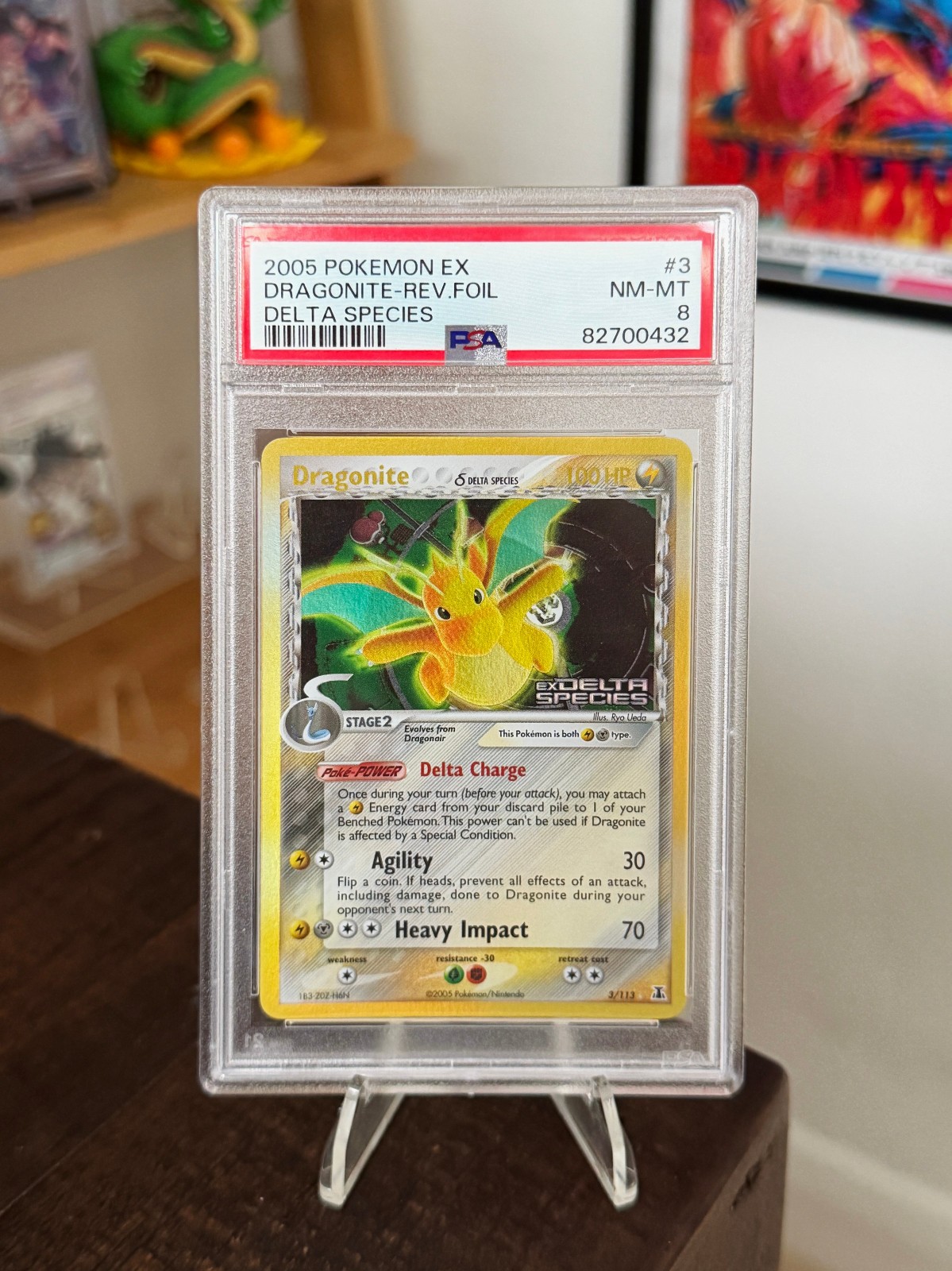 Dragonite 3/113 Reverse Holo Stamped EX Delta Species Pokemon TCG PSA 8