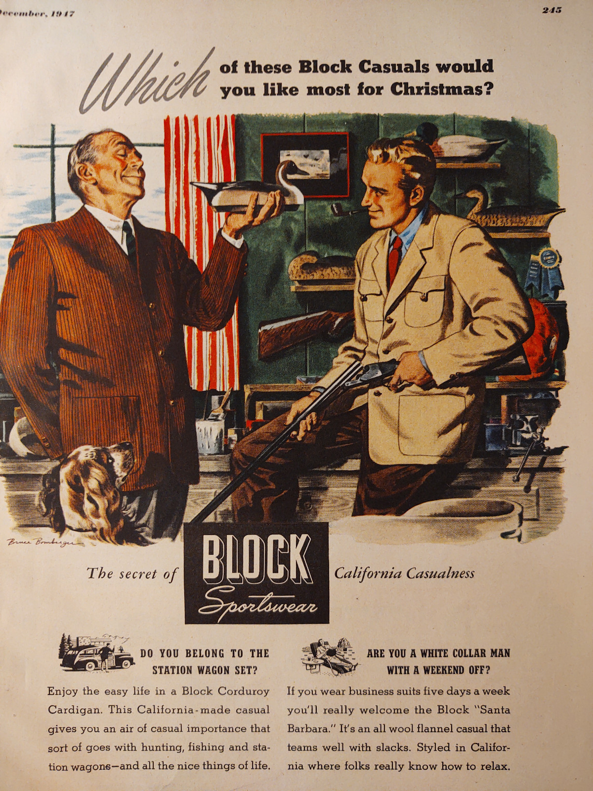 1947 Original Esquire Art Ads Block Sportswear Porto Products Radios Smoker Bars