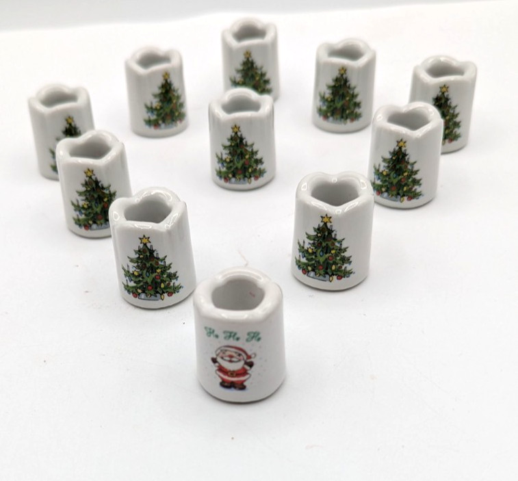 Mini Tiny Taper Christmas Candle Holders Tree Lot 11 Ceramic Germany Vtg