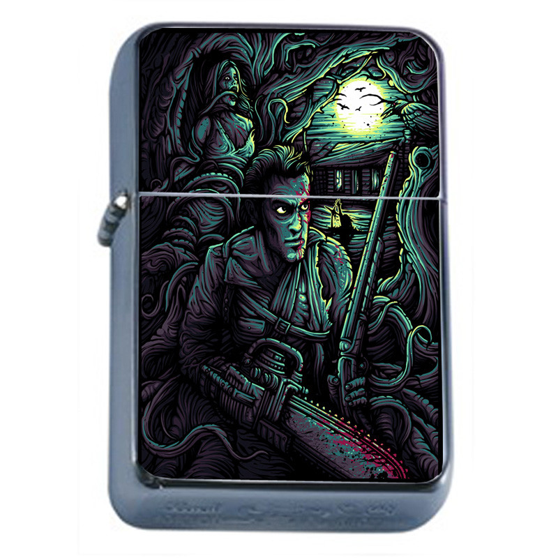 Horror Chainsaw Moon Em1 Flip Top Oil Lighter Wind Resistant
