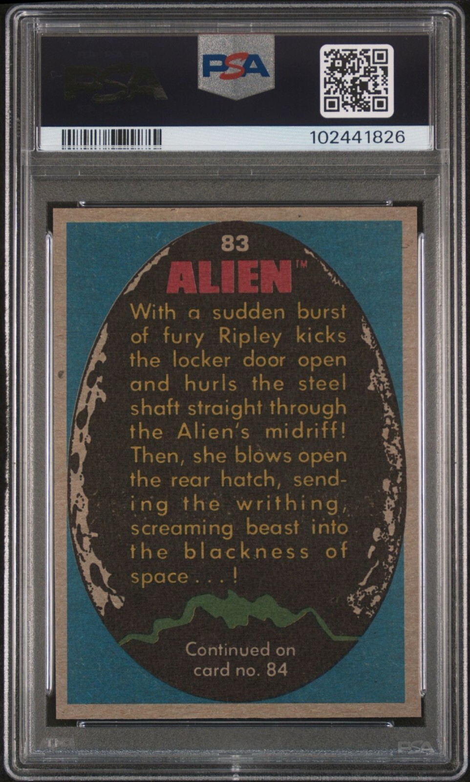 1979 Topps Alien – 83 Xenomorph / Blown Into Oblivion – PSA 8.5 NM-MT+