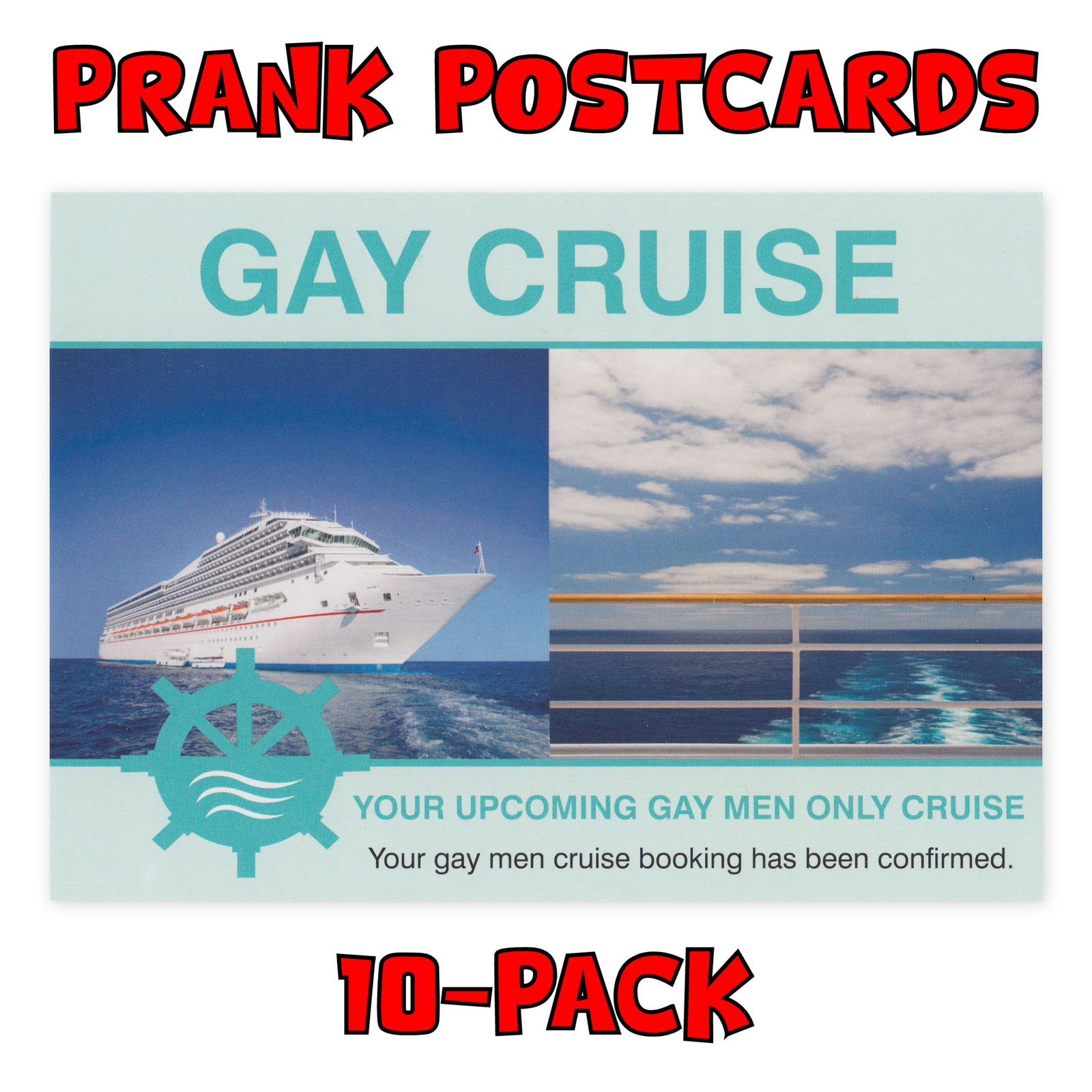 (10-Pack) Prank Postcards – Gay Cruise – Send Them To Your Victims Yourself