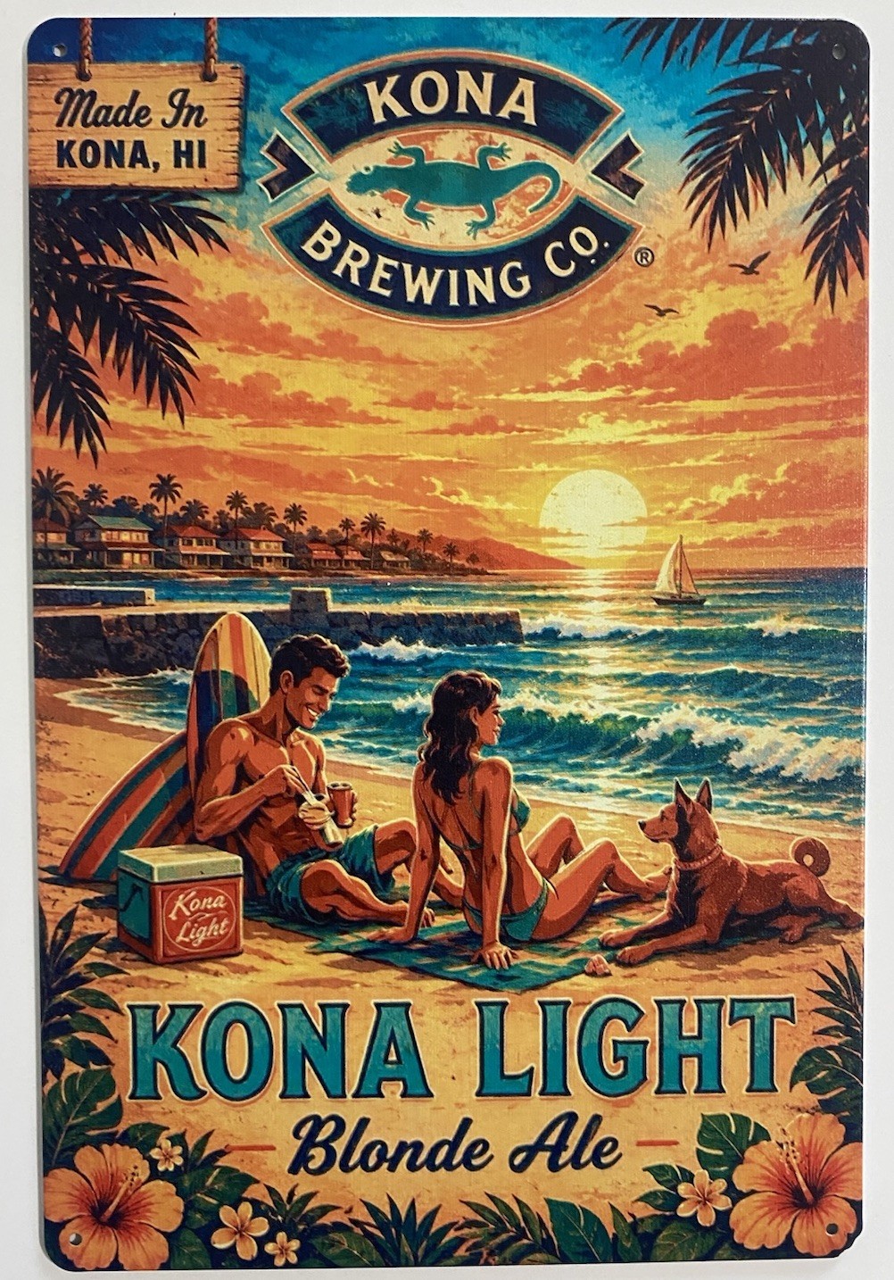 Kona Brewing Sign – Big Wave Kona Light Blonde Ale – Hawaii – Liquid Aloha