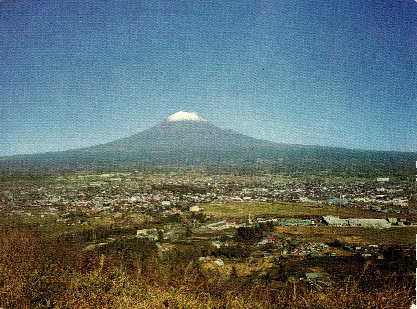 Aerial City of Fujinomiya-shi Shizuoka-ken View Mt Fuji Postcard L3