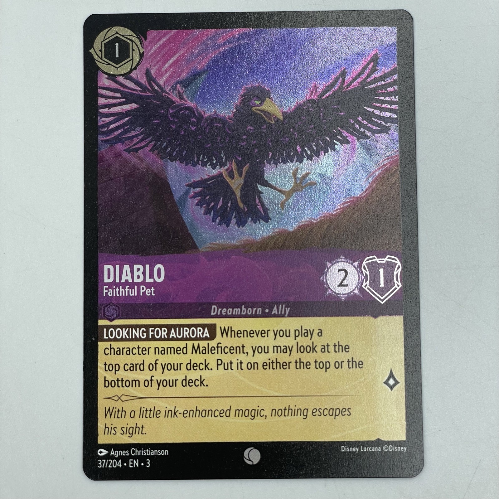 Disney Lorcana Into The Inklands • Diablo ‘Faithful Pet’ • FOIL Common 37/204