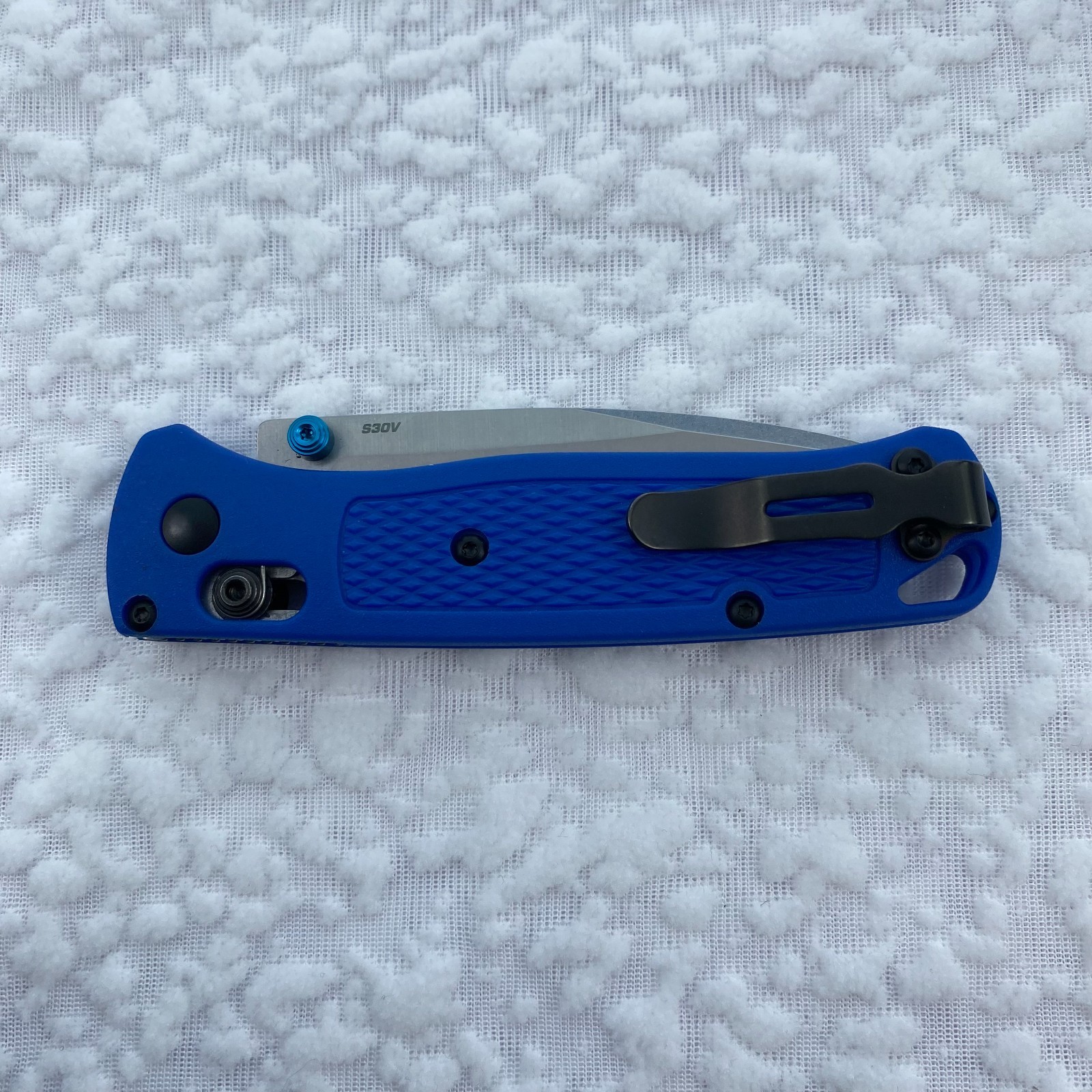 Benchmade 535 Bugout Folding Knife Custom Crater Blue Grivory Handle S30V Blade