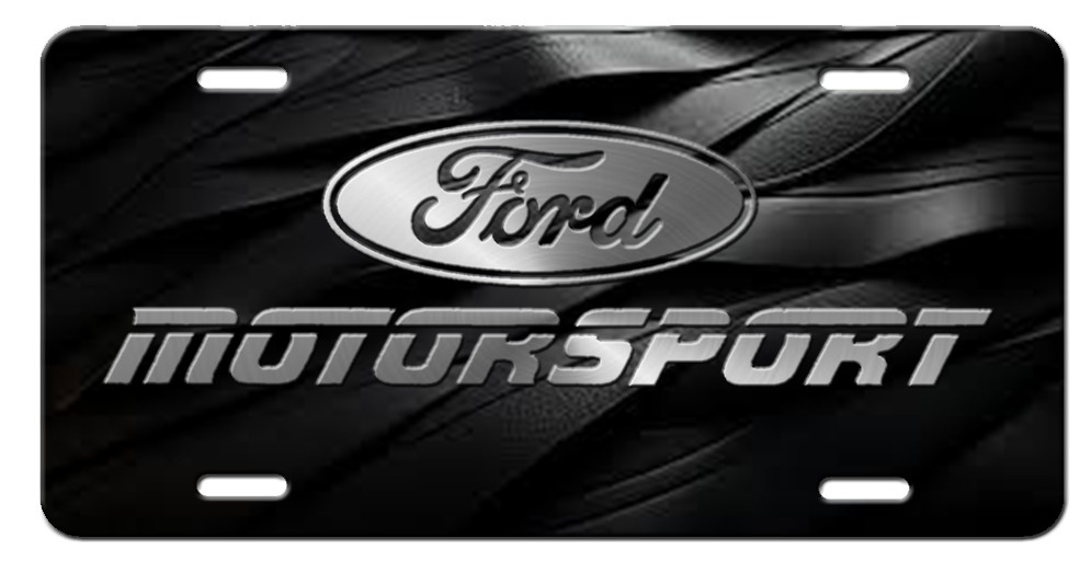 FORD MOTORSPORT Silver and Black Vanity Novelty Aluminum License Plate Tag New
