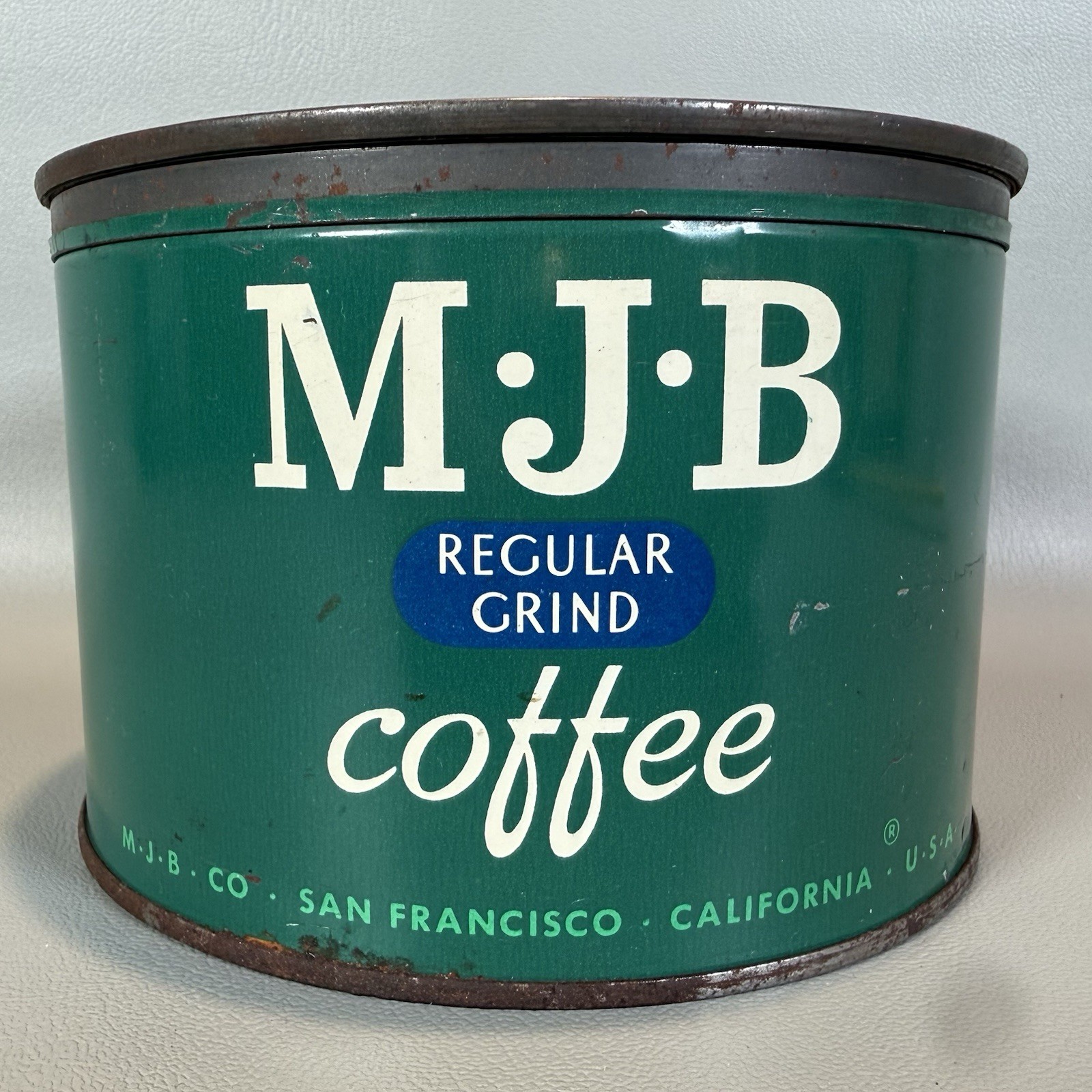 Vtg MJB Coffee Can with Lid Regular Grind 1 Lb San Francisco CA