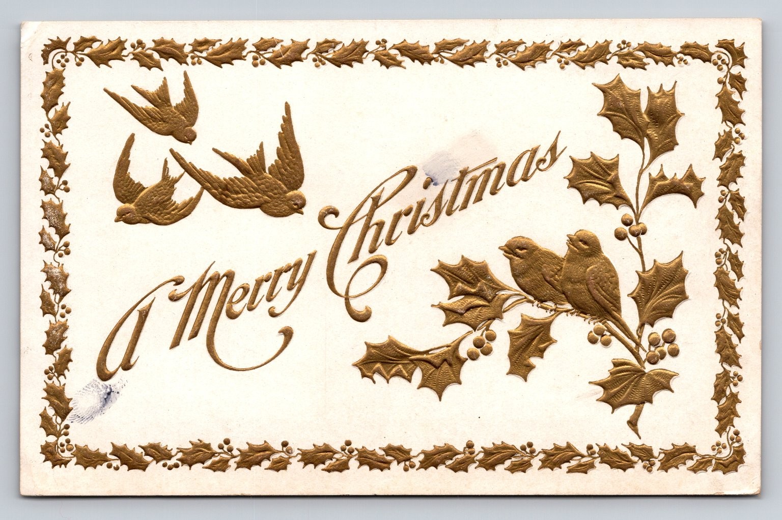 Vintage Embossed Divided Back Christmas Postcard Standard Size