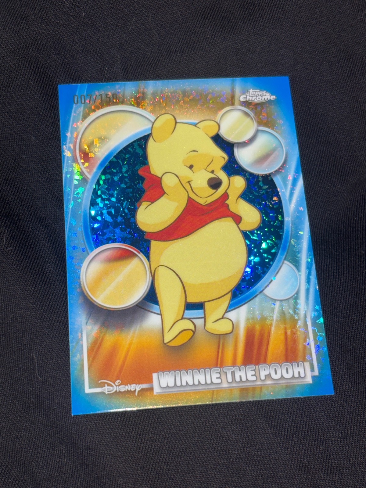 2026 Topps Chrome Disney – WINNIE the POOH – Blue Mini-Diamond 007/150