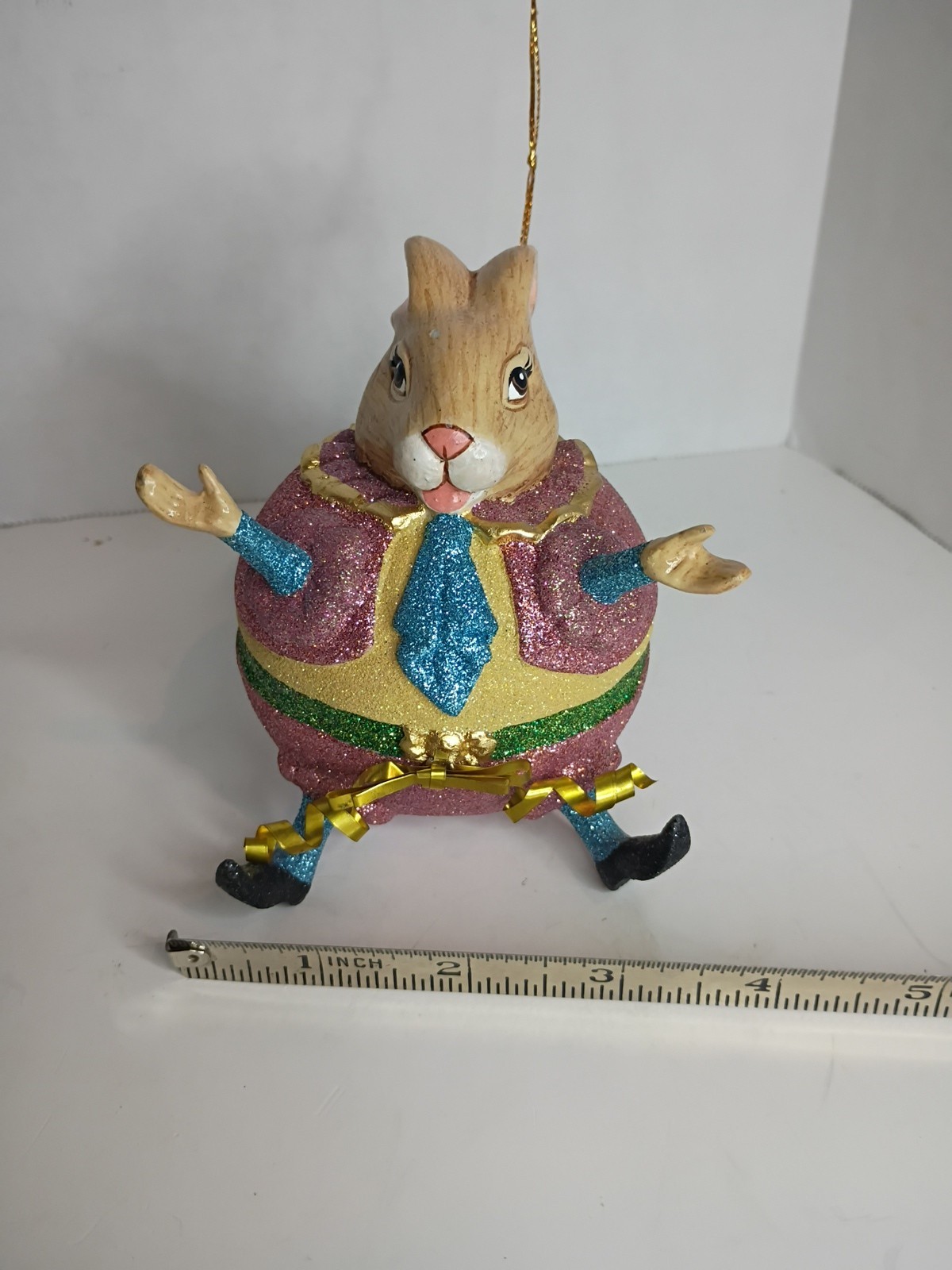 Chubby Easter Bunny Glitter Ornament