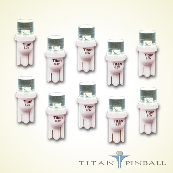 (10 Pack) – 6.3 Volt LED Bulb Flat Top 555 Base (T10) Pinball – WARM WHITE