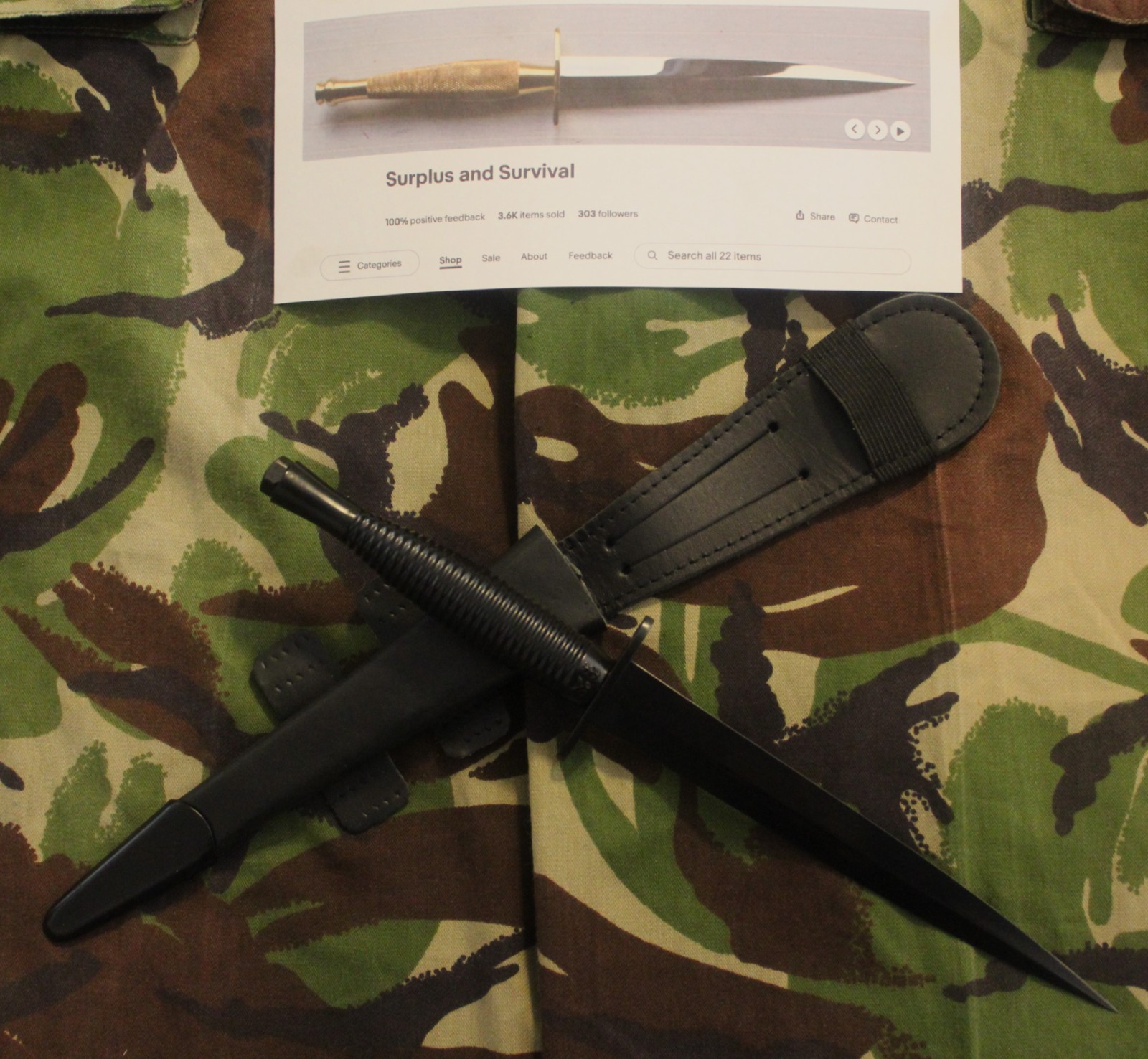 Genuine British Army FS Commando knife, 3rd pat. J. Nowill, made in Sheffield