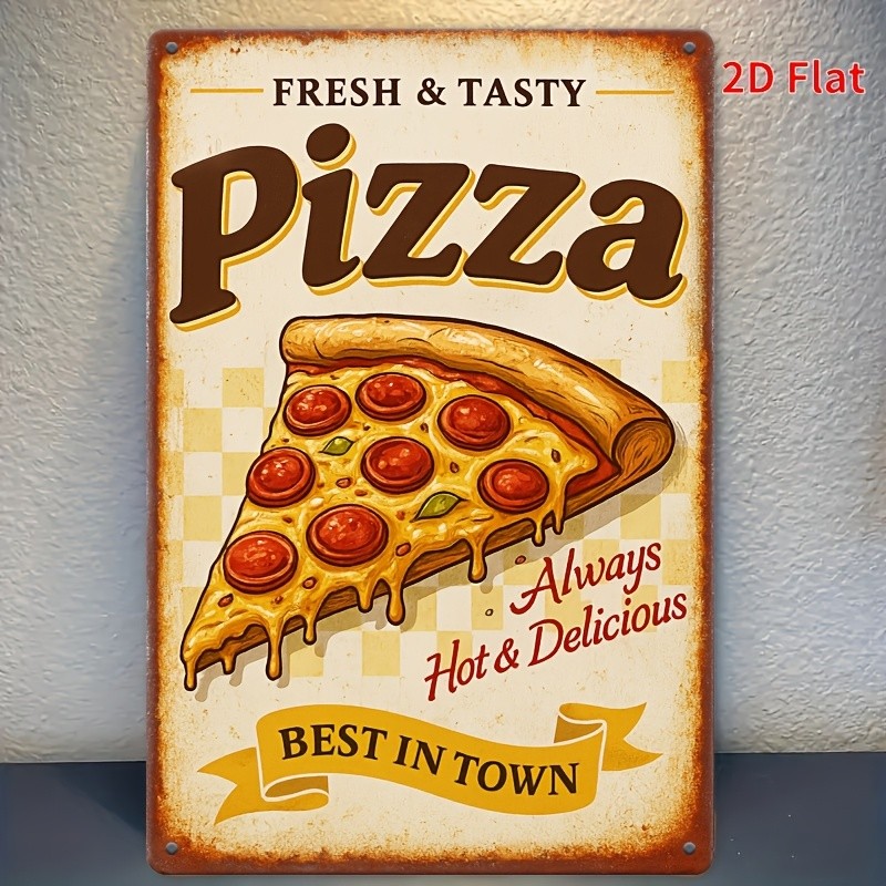 Tin Metal Signs Home Décor Vintage Pizza Wall Measuring 8X12 Inches – Showca