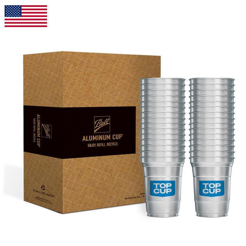 Top Cup 16 Ounce 30 Count Reusable Aluminum Party Cups Cold-Holding Recyclable