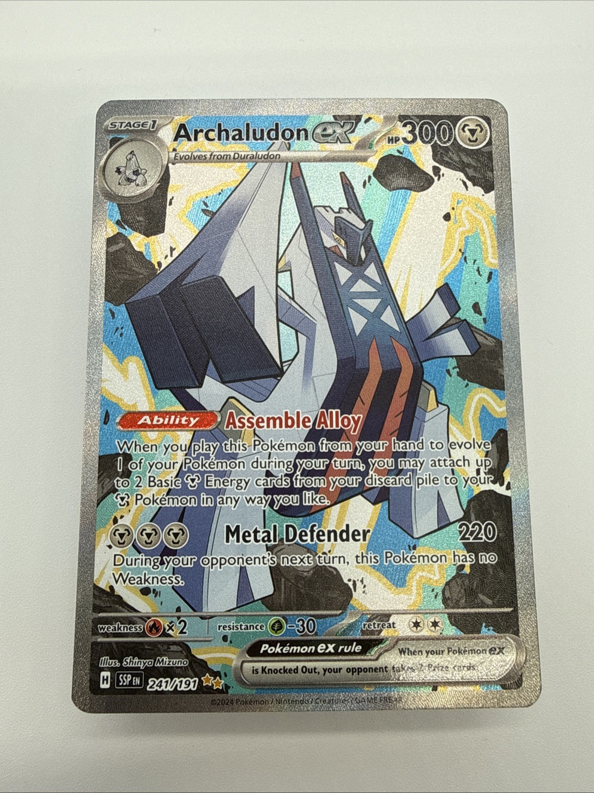Pokémon TCG Archaludon ex 241/191 SV08 Surging Sparks SIR Full Art Holo EN 300HP