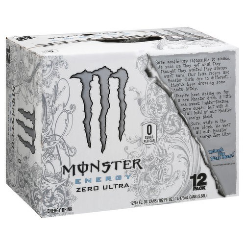 Monster Energy, Zero Ultra, Sugar Free Energy Drink, 12 Pack – 16 Fl Oz FAST SHP