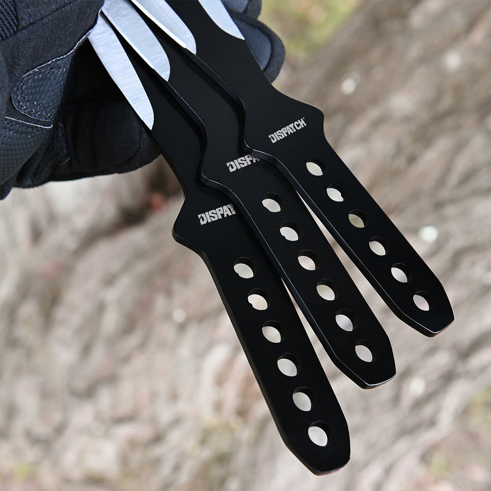 3 PC 9″ Professional Kunai Sharp Stainless Steel Throwing Knife Set With Sheath