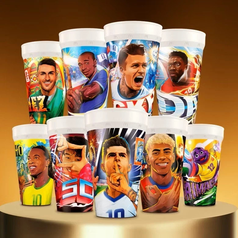 MCDONALDS FIFA WORLD CUP complete set of 9 Cups Opened With Original Wrappers