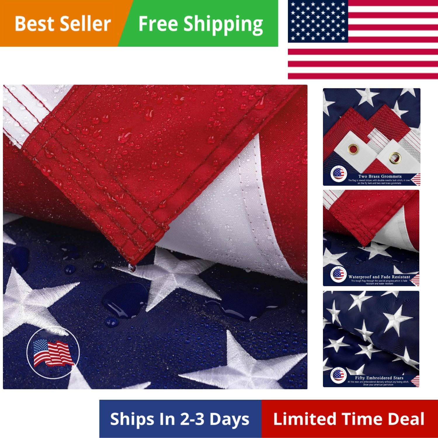 American Flag 8×12 Ft for Outside, Heavy Duty Nylon Flags for High Wind Outd…