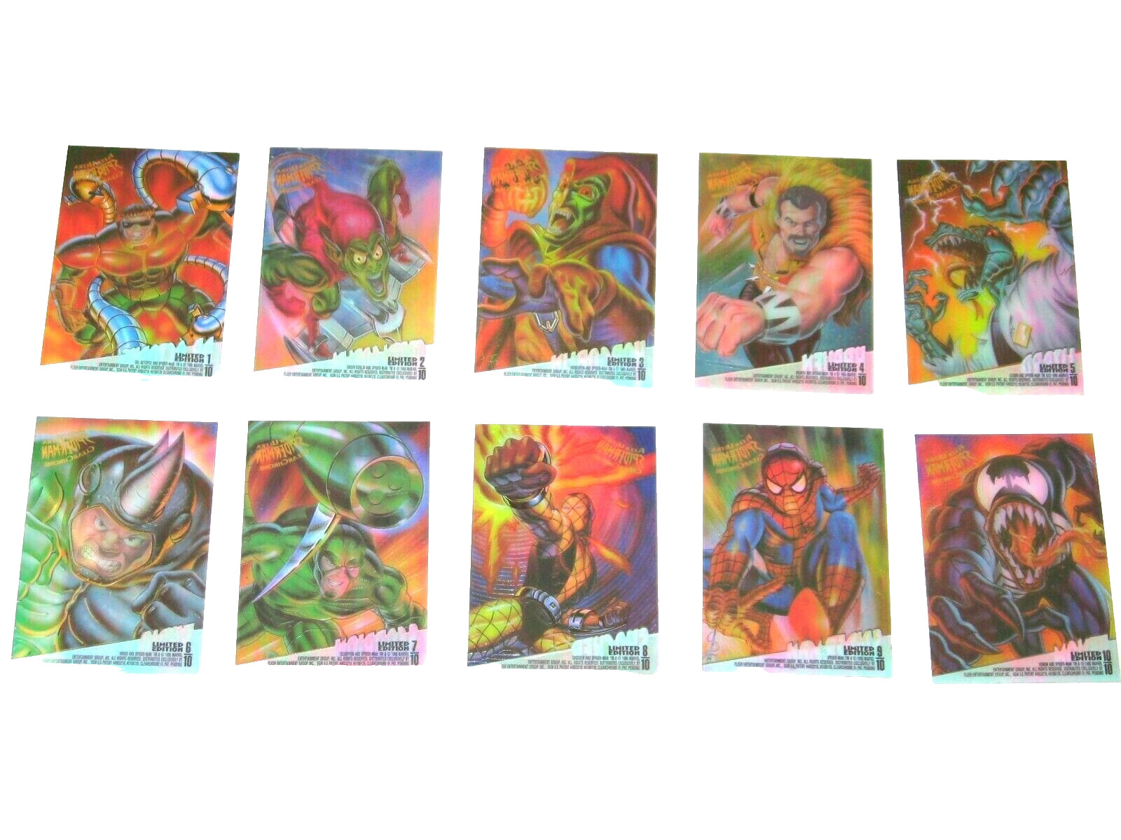 1995 Fleer ULTRA Spider-Man INSERT CLEAR CHROME 10 Card Set VENOM CLEARCHROME