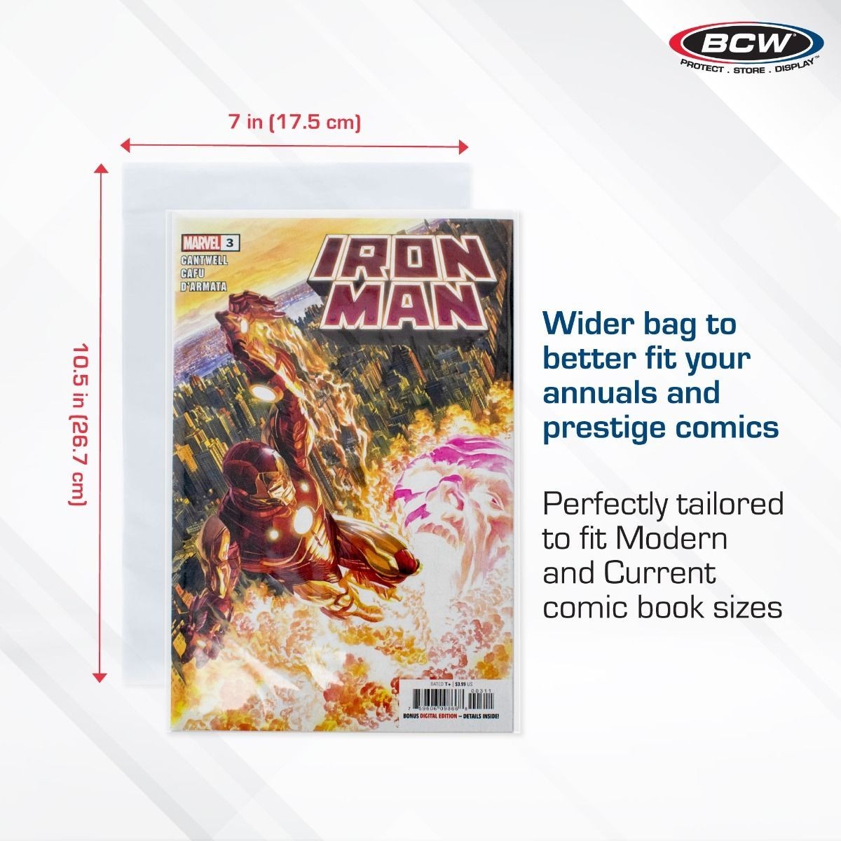 100 BCW Current Resealable Thick Poly Comic Bags & Current Boards 6 3/4″ Combo