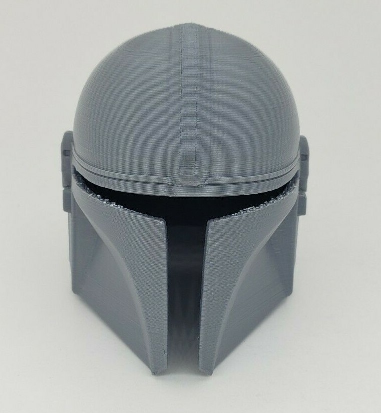 3D Printed 3″ Mandalorian Helmet Star Wars Silver PLA Plastic