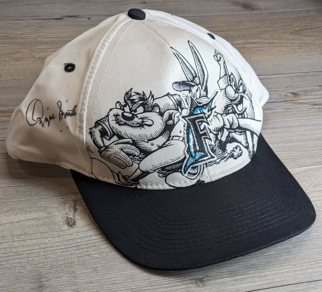 Ozzie Smith Signed Autograph Florida Marlins MLB Looney Tunes Snapback Hat 1996