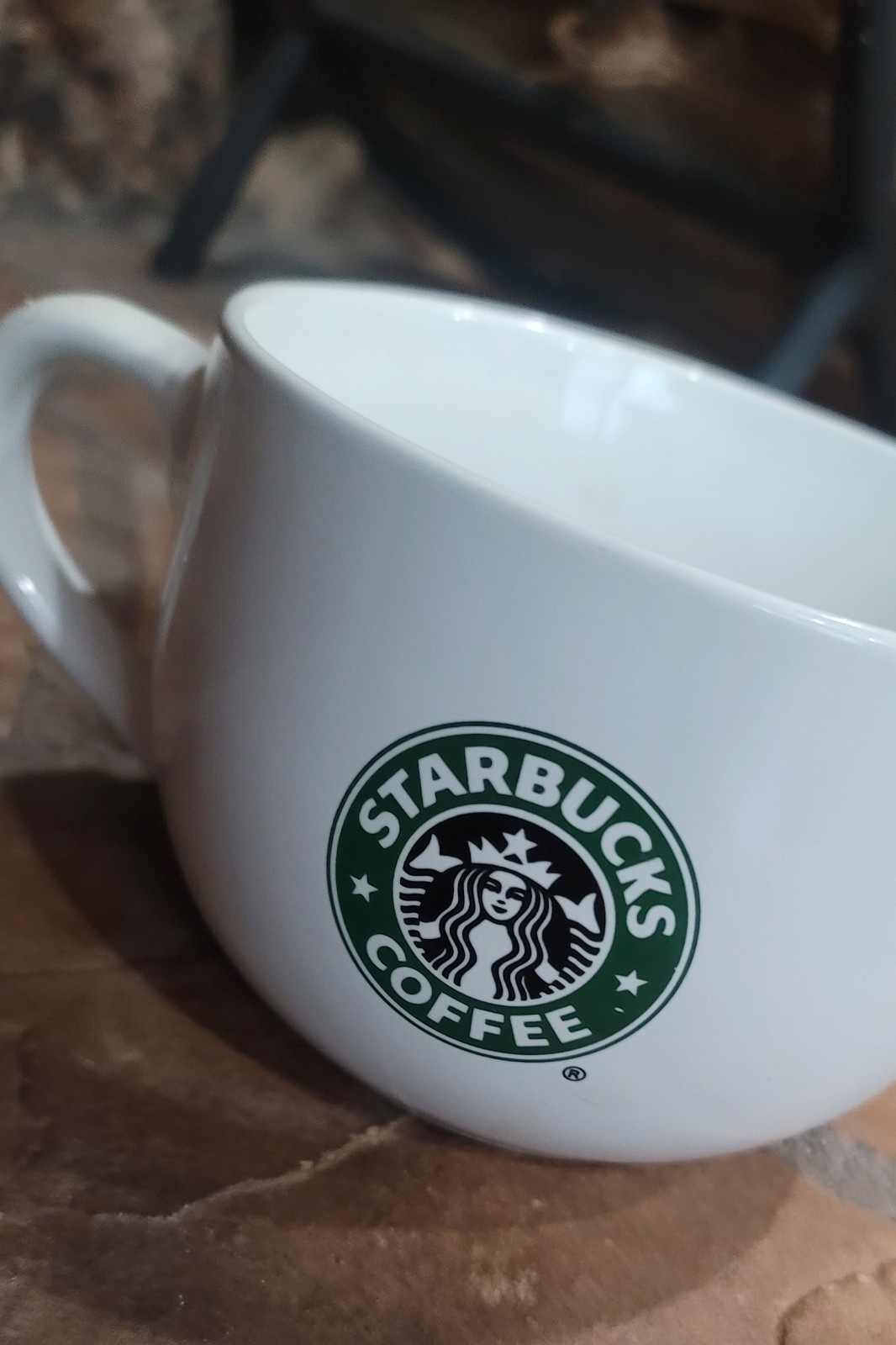 Starbucks 2007 White Green Logo Mug 18 ounce.