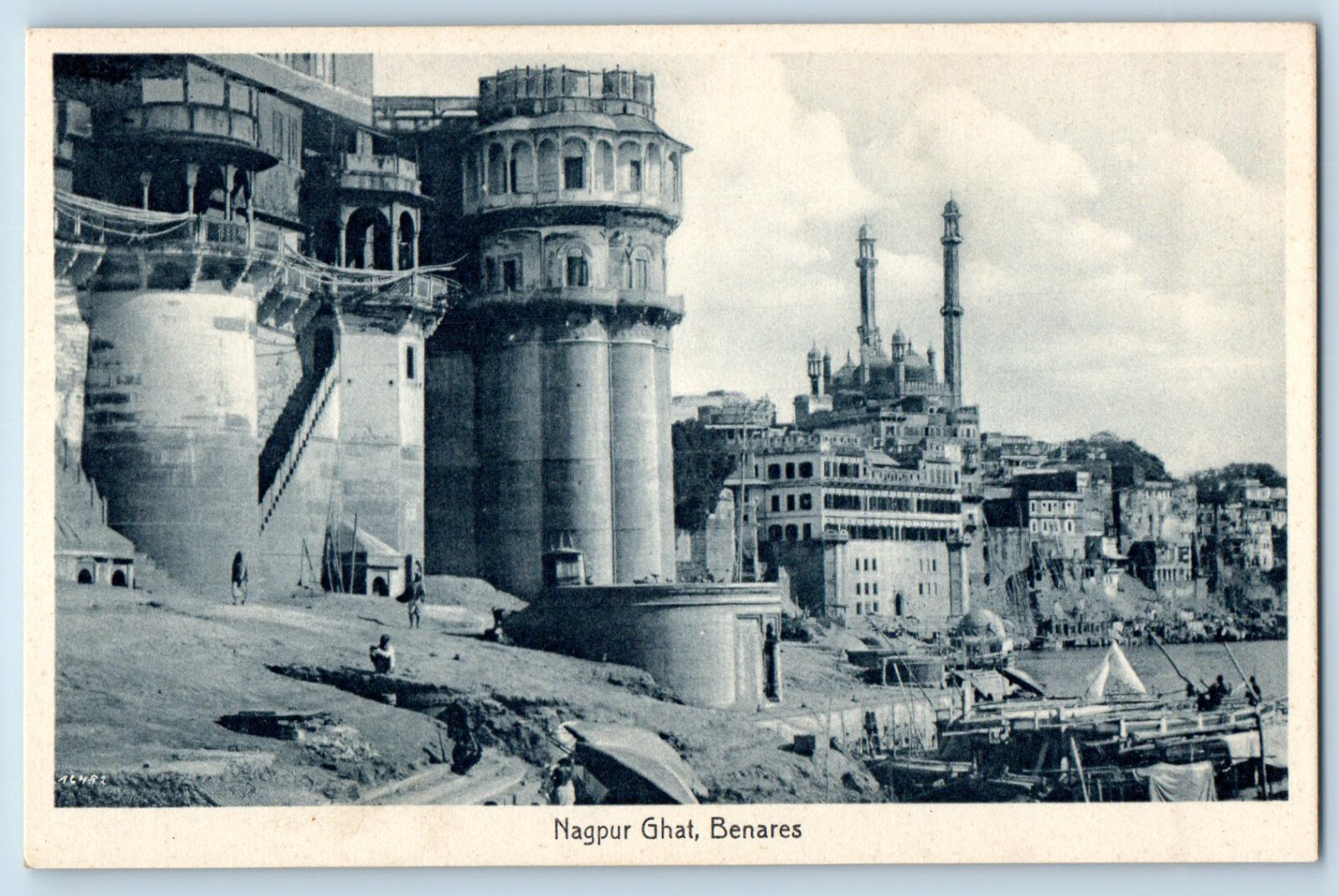 Varanasi Uttar Pradesh India Postcard Nagpur Ghat c1940’s Unposted Vintage