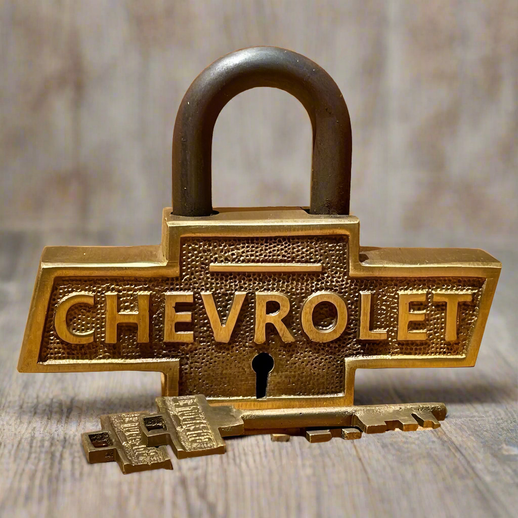 Chevrolet Solid Brass Lock With Keys And Antique Finish (4.5″ x 3.5″)