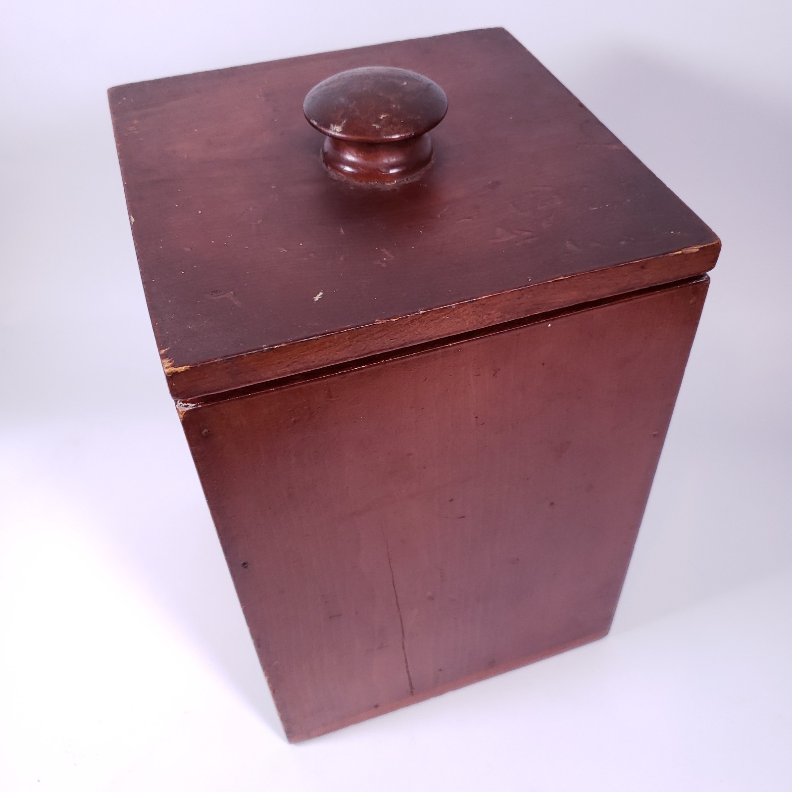 Primitive Farmhouse Hand Crafted Solid Wood Square Canister With Drawer SET