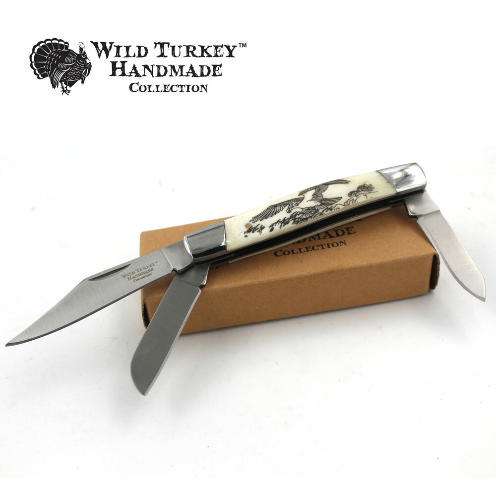 Wild Turkey Handmade Gentleman’s 3 Blade Folding Pocket Collectors Knife EDC