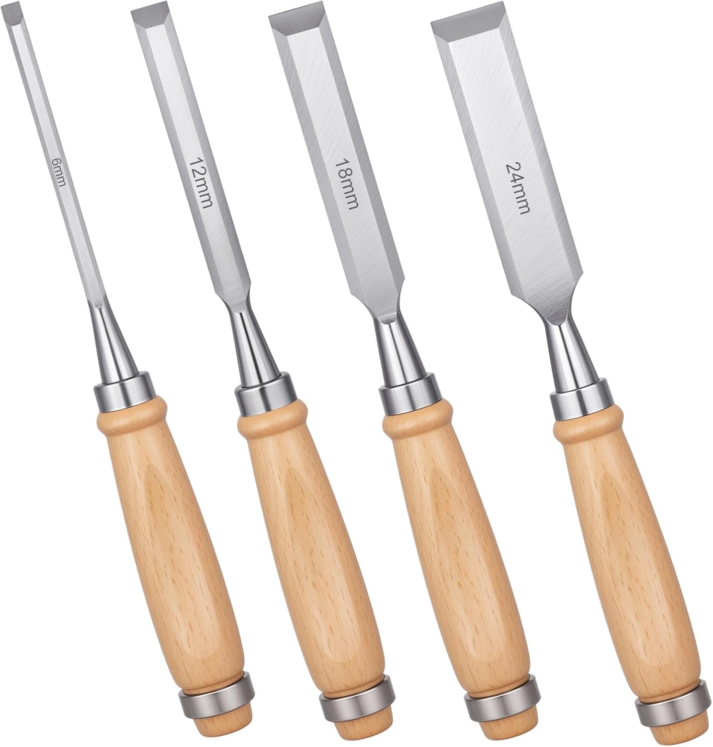 4 Piece Wood Chisel, Professional Wood Woodworking Tools Set, Bevel Edge Chisel