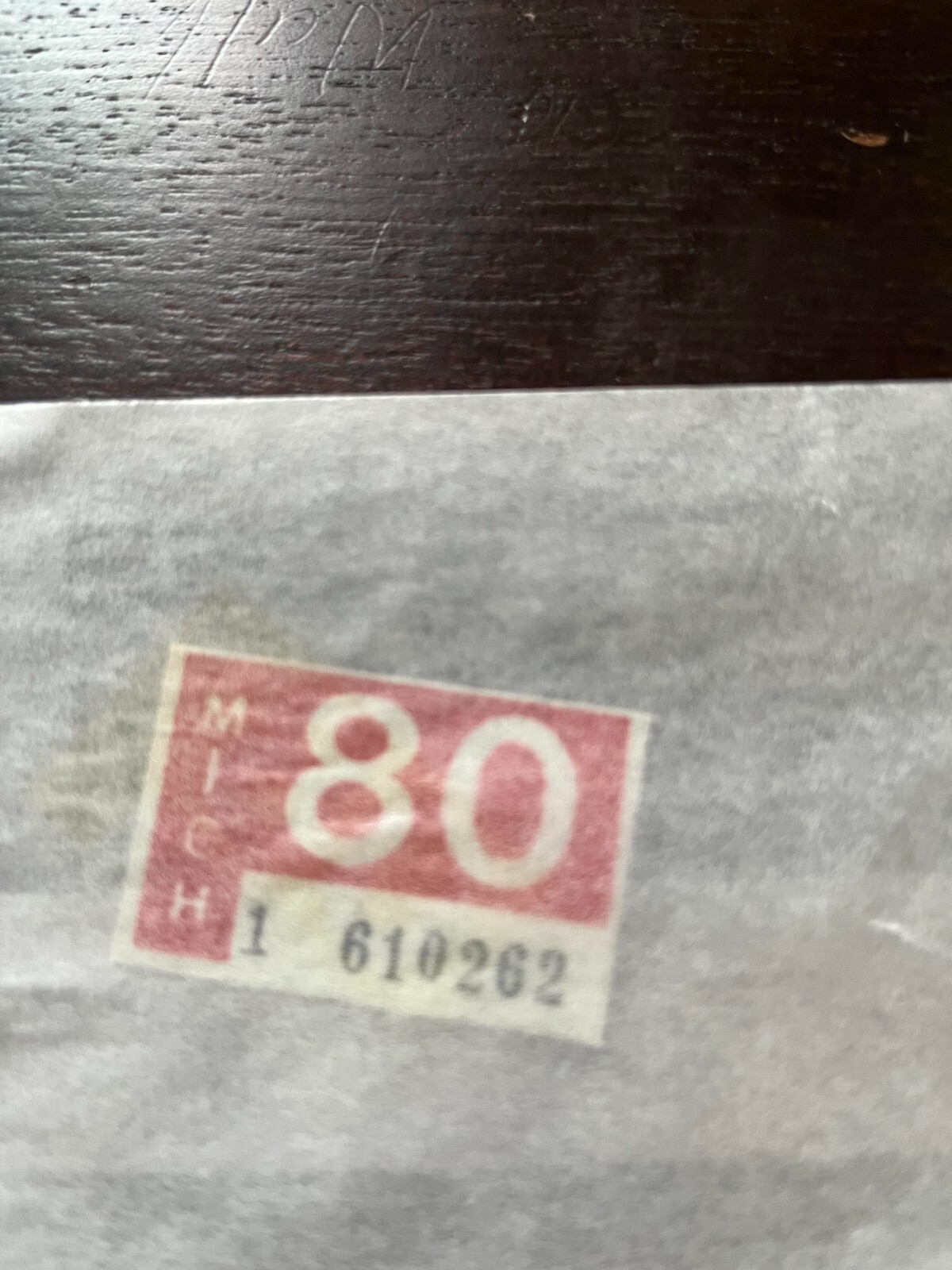 1980 MICHIGAN Unused vtg License Plate STICKER Registration TAB