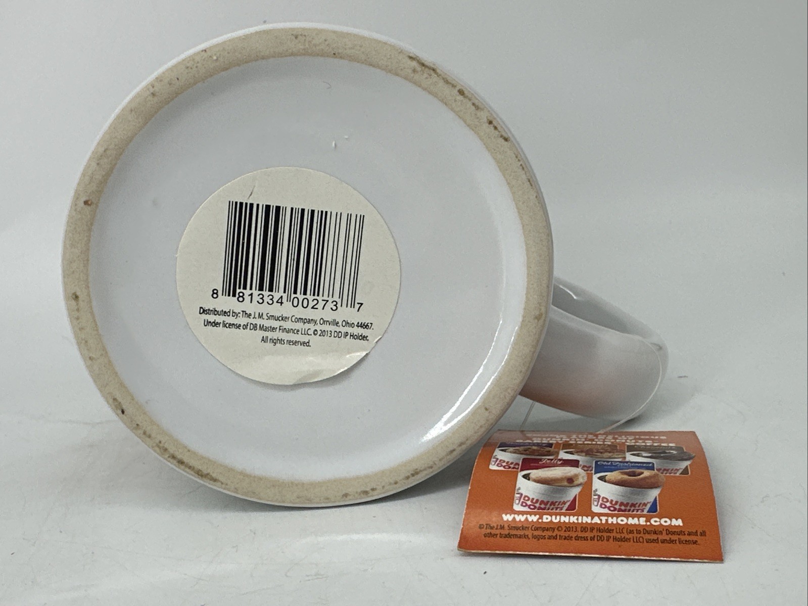 2013 Dunkin Donuts Ground Coffee Bakery Series Barista White & Orange Mug NWT