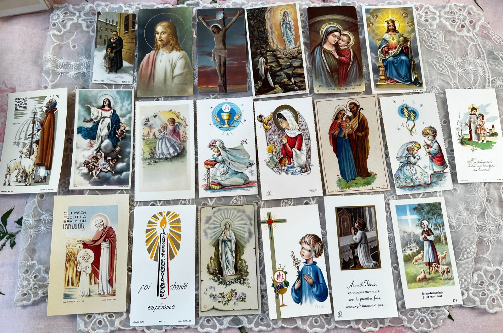 Vintage Holy Cards 1930s-1970s New Never Used France Belgium Lot of 20 H-21