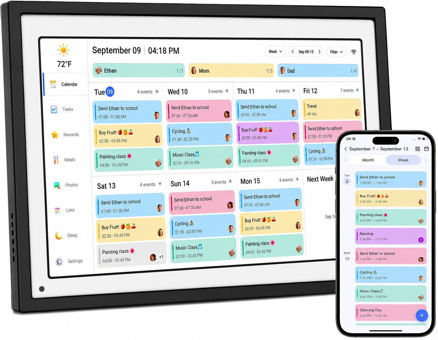 Canupdog Digital Calendar, 10.1inch Smart WiFi Digital Calendar&Chore Chart, Tou