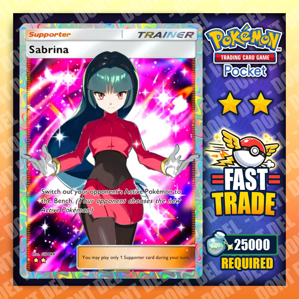 Pokemon TCG Pocket – Sabrina – Full Art 2 Star – English Card – Trading Fast ✅