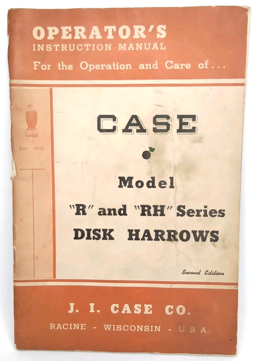 Antique 1940s Case Operators Manual Second Edition Model R & RH Disk Harrows