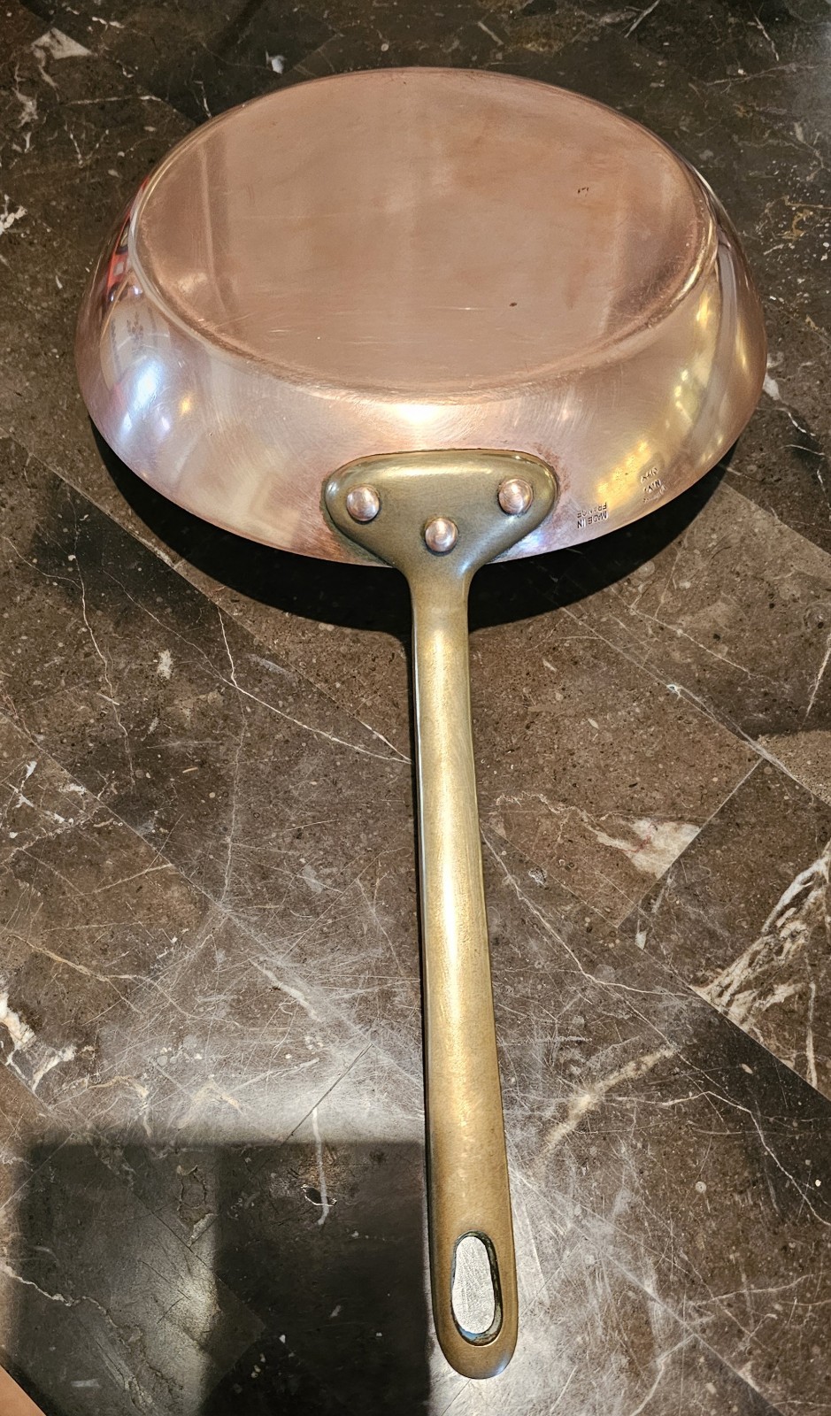 Vtg Lamalle N.Y. Copper 9 In Sauté France Pan 2mm Nickel ? Cast Iron Handle