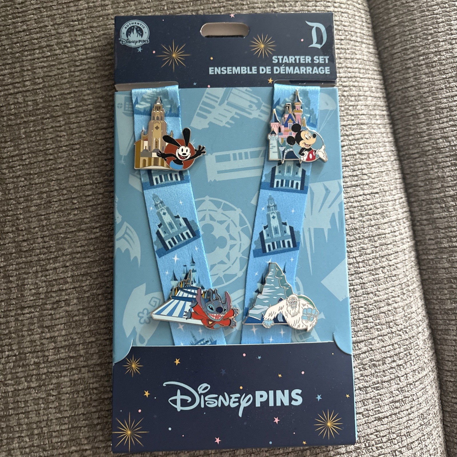 Disneyland Pin Trading Starter Set – 4 Pins and Lanyard – NEW