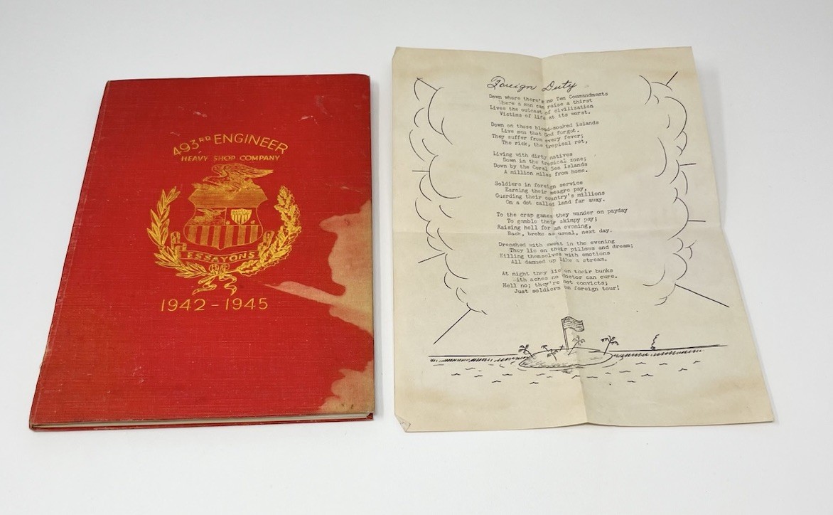 Vintage WW2 Army 493rd Engineer Heavy Shop Tribute Book Pictures Military As Is