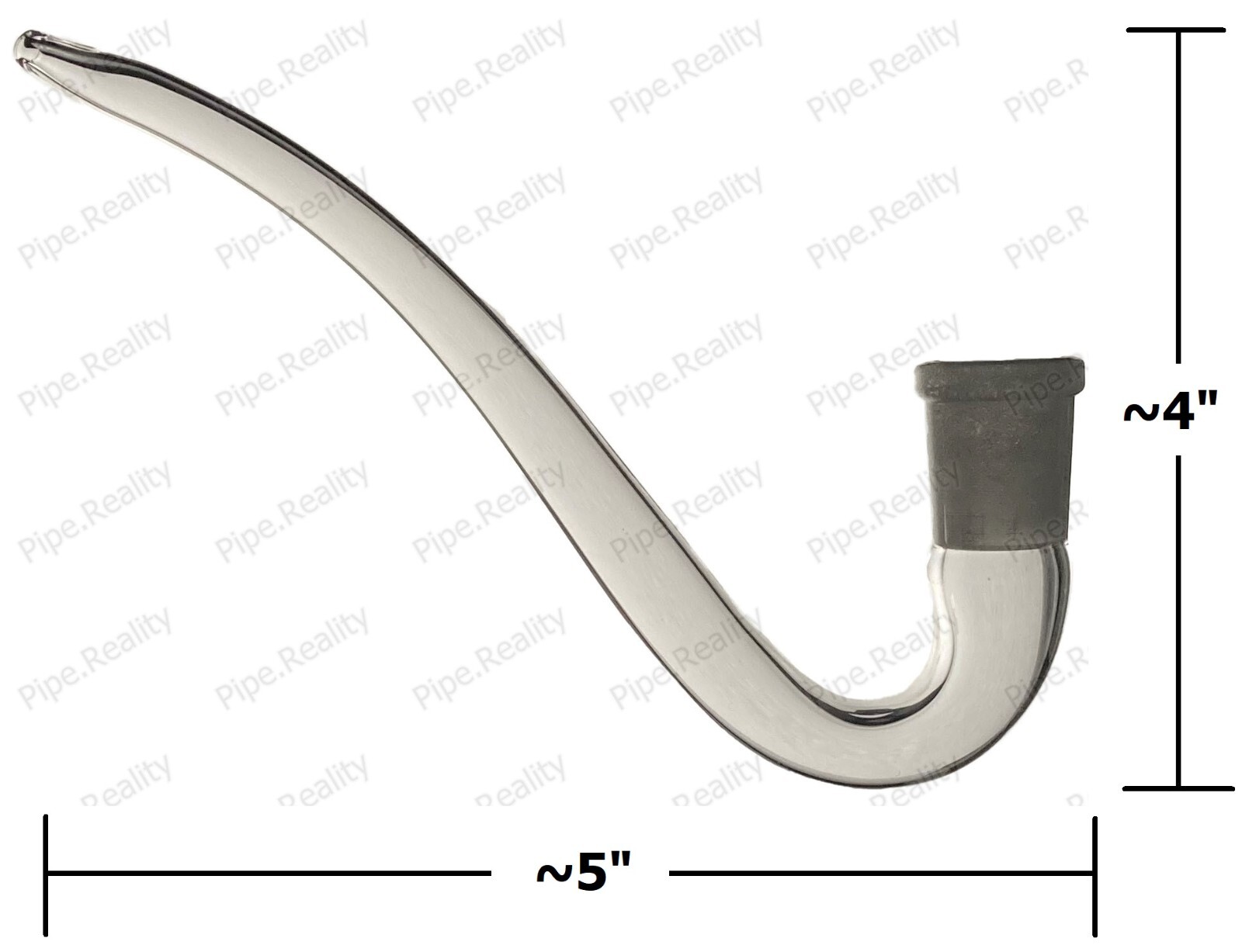 14mm Glass J Handle Hook Sherlock Pipe Adapter Attachment for Bowl / Ash Catcher