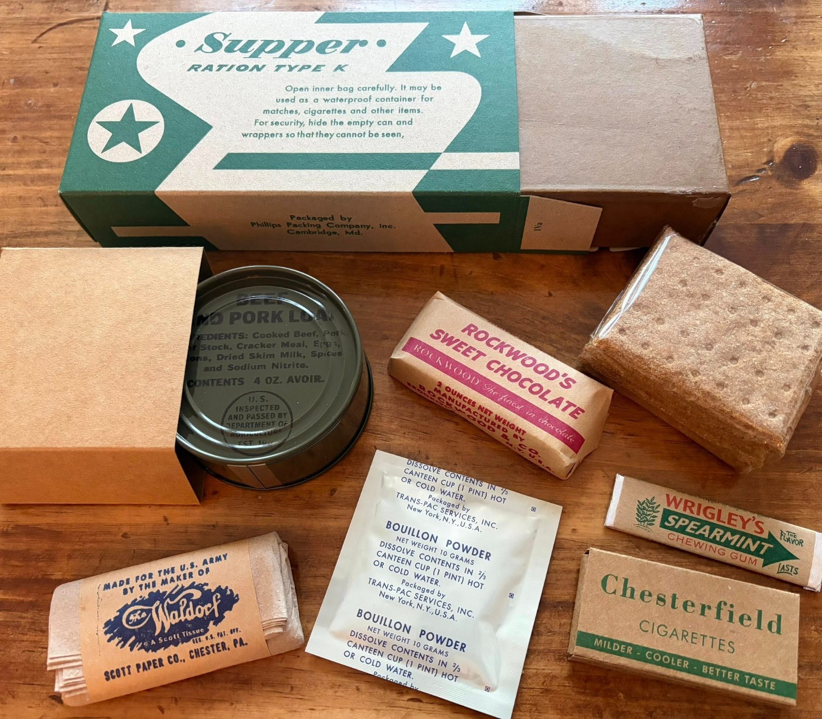 Complete Edible Late War Morale K Ration -Your Choice Breakfast Dinner or Supper