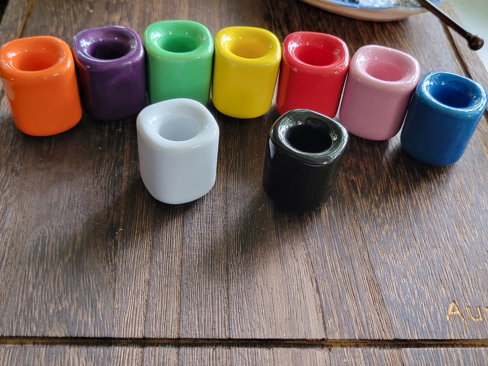 Handmade ceramic different color chime holders, candle holders